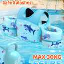 HeySplash Swim Vest for Kids, Puddle Float Jumper with Safety Buckle | Fit 33-40-50-60-66 Lbs, Children Puddle Swimming Jumper Jacket, Water Wing Arm Pool Float for Swim Trainer Boy Girl 3-5-6, A Blue Shark, for kids 33-66 lbs
