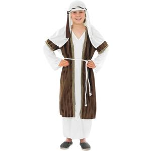 fun shack Boys Shepherd Costume for Kids, Joseph Costume for Boys, Shepherd Boy Outfit, Nativity Dress-Up (Large, Brown)