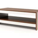 37 in. L Walnut Coffee Table Wood 2-Tier Rectangular Coffee Table with Storage Shelf