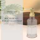 3 Piece Round Heavy Weight Glass Soap Lotion Pump Dispenser Set with Metal Caddy for Home Bath Kitchen Travel Office Hand Crafted Metal Tray Brushed Gold