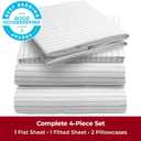 Mellanni Full Sheets Set - 4 PC Iconic Collection Bedding - Hotel Luxury, Extra Soft, Cooling Bed Sheets - Wrinkle, Fade, Stain Resistant (Full, Pinstripe Gray)
