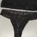 Rooscier Women's Lace Sexy Lingerie Set See Through Spaghetti Strap Cami Top Thong Pajamas (Medium, Black)
