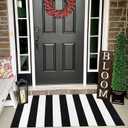 Black and White Striped Rug (23.6"x51.2"), Front Door Welcome Outdoor Mat,Christmas Decor Indoor & Outdoor Striped Rugs for Layered Door Mats/Kitchen/Farmhous (Christmas Porch Decor)