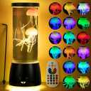JSOT Jellyfish Lamp - Jelly Fish Mood Lamp 16 Colorful Changing with 4 Light Modes for Christmas, Jellyfish Nights Light with Remote Control USB/Battery for Children's, Adult's Gift (Black)