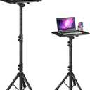 Projector Stand Tripod from 23" to 46", Laptop Tripod Stand Height Adjustable with Gooseneck Phone Holder, Laptop Floor Stand for Office, Home, Stage, Studio, DJ Racks Holder Mount (A23"-46", Black)