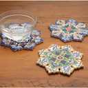 Bits and Pieces - Set of Three Majolica Designer Trivets - Colorful Hot Dish Table Cover