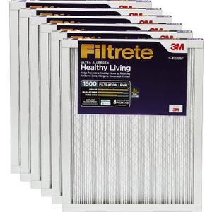 Filtrete MPR 1500 24 x 24 x 1 Healthy Living Ultra Allergen Reduction AC Furnace Air Filter, 6-Pack