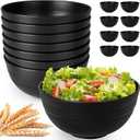 Unbreakable Cereal Bowls Set of 8, 26 Oz Wheat Straw Bowl Sets, Microwave & Dishwasher Safe Bowls for Kitchen, Reusable Plastic Bowl for Soup, Salad, Rice, Snack, BPA Free, Balck
