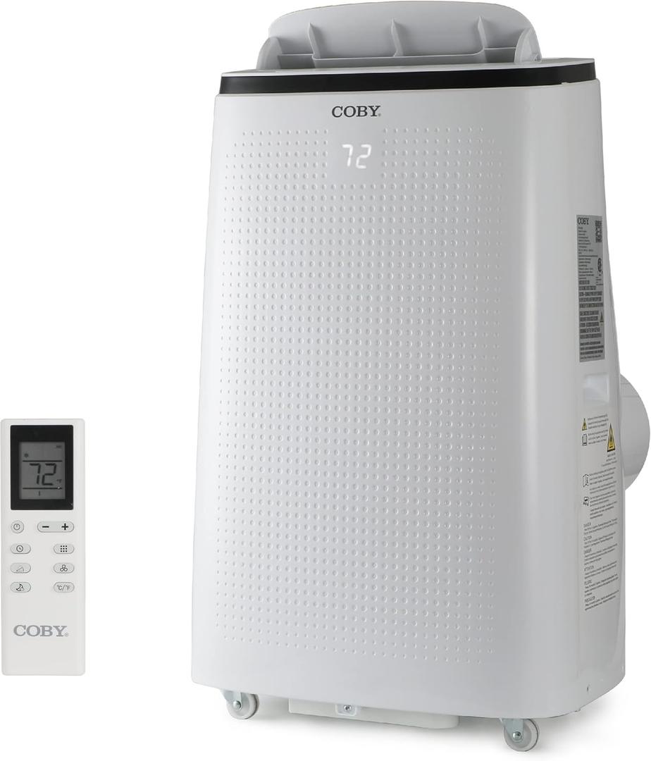 COBY Portable Air Conditioner 4-in-1 AC Unit, Heater, Dehumidifier & Fan, Air Conditioner 15,000 BTU Portable AC Unit with Remote Control for Rooms up to 775 Sq. Ft., 24-Hour Timer, & Installation Kit