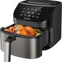 Air Fryer 6.8 Quarts, 10-in-1 Functions, Air Fry, Roast, Bake, Broil, Dehydrate, Large & Compact Air Fryers, Nonstick & Dishwasher-Safe Airfryer Basket, Stainless Steel Air Fryer, Metal Grey