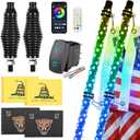 Ehaho 2 Pack 3FT Whip Lights with Spring Base,LED Whip Light with App & Remote Control, Spiral RGB Chasing Lighted Whips with Rocker Switch, Music Whip Light for UTV ATV Polaris RZR Can-Am SXS Truck