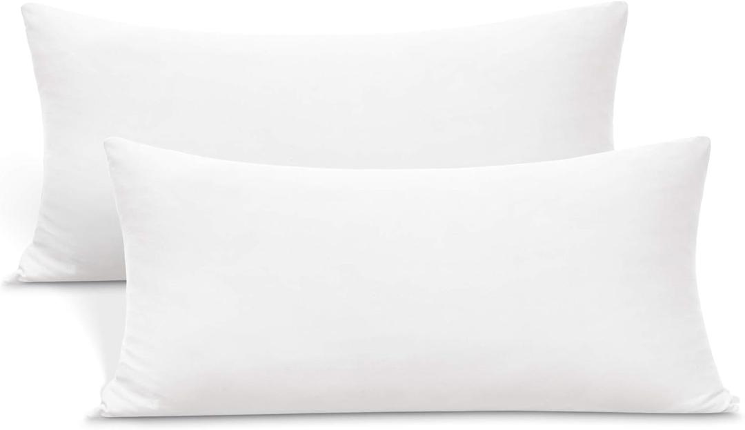 2-Pack Stretch Pillow Cases - Jersey Knit & Ultra Soft Envelope Closure Pillowcases T-Shirt Like Microfiber Blend - Suitable for 20x36/20x40 King Size Set of 2, White
