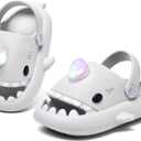 XPKWS Shark Slides Kids Clogs LED Light up Garden Shoes Sharklas Boys Girls Mules Sandals Toddler Slippers Indoor Outdoor Non-slip (6-6.5 Toddler)