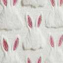 Artoid Mode White Soft Plush Faux Fur Jacquard Pink Ear Bunny Easter Table Runner, Spring Holiday Kitchen Dining Table Decoration for Home Party Decor 13x120 Inch