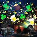Outdoor St. Patrick's Day Projector Light with 1 Film Slides LED Irish Shamrock Projector Lights Reflectors Waterproof Landscape Decorative Lighting for Holiday Party Decor(Irish)