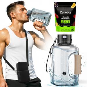 Zenetics Advanced Hydrogen Water Bottle + Electrolyte Hydration Powder Bundle  1.5 L BPA-Free Hydrogen Generator, Up to 2400 PPB, USB Rechargeable + Clean Hydration Electrolyte Formula