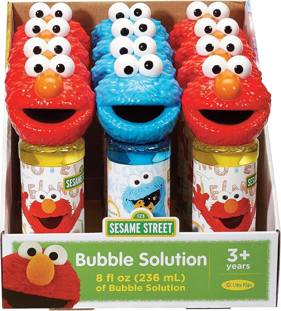 Little Kids Sesame Street Elmo & Cookie Monster 8oz Bubbles & Wand Character Party Favor Pack, 12 Pack, One Size