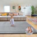 Large Thick 1.3" Thick Baby Play Mat for Floor, Padded Foam 79x71 Playpen Mat for Tummy Time, Soft Velvet for Babies, Toddlers, Infants, Kids, Baby-Safe & Non-Slip for Crawling, Gray