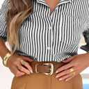 siliteelon Striped Button Down Shirts for Women Dress Shirts Long Sleeve Casual Collared Office Work Shirt with Pocket (XS)