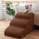 Aodisman 3-Step Dog Ramp and Stairs for Sofa and Chair - Non-Slip Sturdy Pet Steps for Small Dogs and Cats,15.7" H,Brown