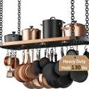 KES 48 Inch Large Hanging Pot Rack Ceiling Mount with 130lb High-Capacity, Ceiling Pot and Pan Hanging Rack with 20 Hooks, Heavy Duty Pot Hangers for Kitchen, Matte Black, KUR530S122-BK