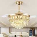 FIDGRA 48'' Fandelier Ceiling Fan with Light, Chandelier Fan, Gold