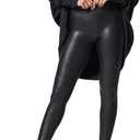 SPANX SPANXshape Faux Leather Leggings - Tummy Control Legging - Contoured Power Waistband Stomach Compression - High Waist (Large, Black)