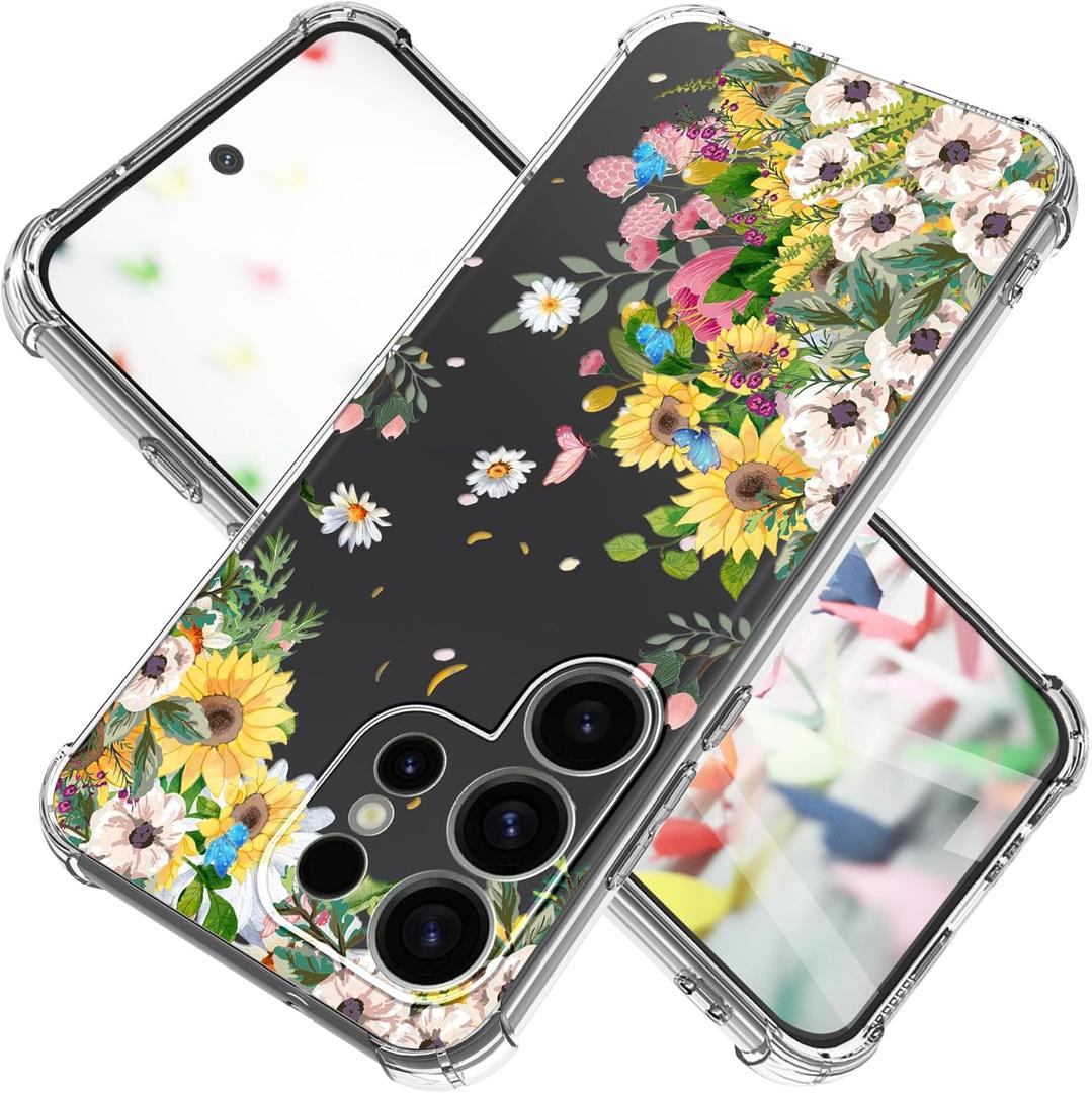 for Samsung Galaxy S25 Ultra Case [Marble Slim]+[Anti-Drop Shockproof Protective] Soft TPU Women Stylish Phone Covers 6.9 Inch (Flowers Sea)