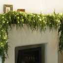 MISSPIN 6ft Christmas Garland with Lights, Real Touch Cedar Pine Garland, Green Artificial Greenery Garland for Table, Mantle, Wall, Indoor, Outdoor Christmas Decorations