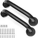 Shower Grab Bars, 2 Pack 12 Inch Heavy Duty Non-Slip Bathroom Grab Bars, 1.25" Diameter Bathroom Safety Handle for Elderly, Handicap Assist Grab Bar for Bathtub/Shower/Toilet, Black