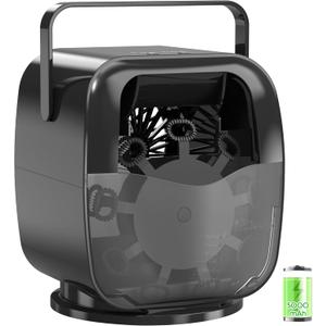 5000mAh Rechargeable Bubble Machine, 90/180/360 Auto Rotation, 3 Speeds, Automatic Bubble Blower for Parties, Weddings, Getherings Indoor Outdoor, Bubble Maker Toy for Toddlers, Kids, Pets