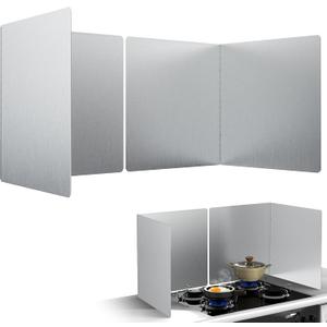 20"x20" Extra Large Kitchen Splash Back 2PCS, Heavy Duty Stainless Steel Foldable Stove Guard, Heat Resistant Easy Clean Oil Splatter Shield