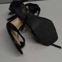 GENSHUO High Heeled Sandals for Women One Strap Heels with Square Open Toe 4 Inch Stiletto Ankle Strap Shoes Elegant Sexy Dress Wedding Party (8, Solid Black)