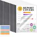 Utron 12 Pack Report Covers, 70 Sheet Capacity Presentation Folders, Clear Report Covers with Sliding Bar, Report Folder for A4 and Letter Size Paper