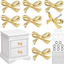 Bow Dresser Knobs Gold Brass Bow Drawer Knobs Vintage Vintage Cabinet Handles for Dresser Gold Handles for Home Bedroom Kitchen Cabinets Hardware Cupboard(Large Size,8 Pcs)