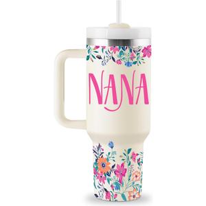 Nana Gifts Birthday Gifts for Nana Gift for Grandma from Granddaughter Grandson Grandkids Best Grandma Gift Ideas for Mothers Day Christmas 40oz Travel Cup Insulated Tumbler with Lid & Straw
