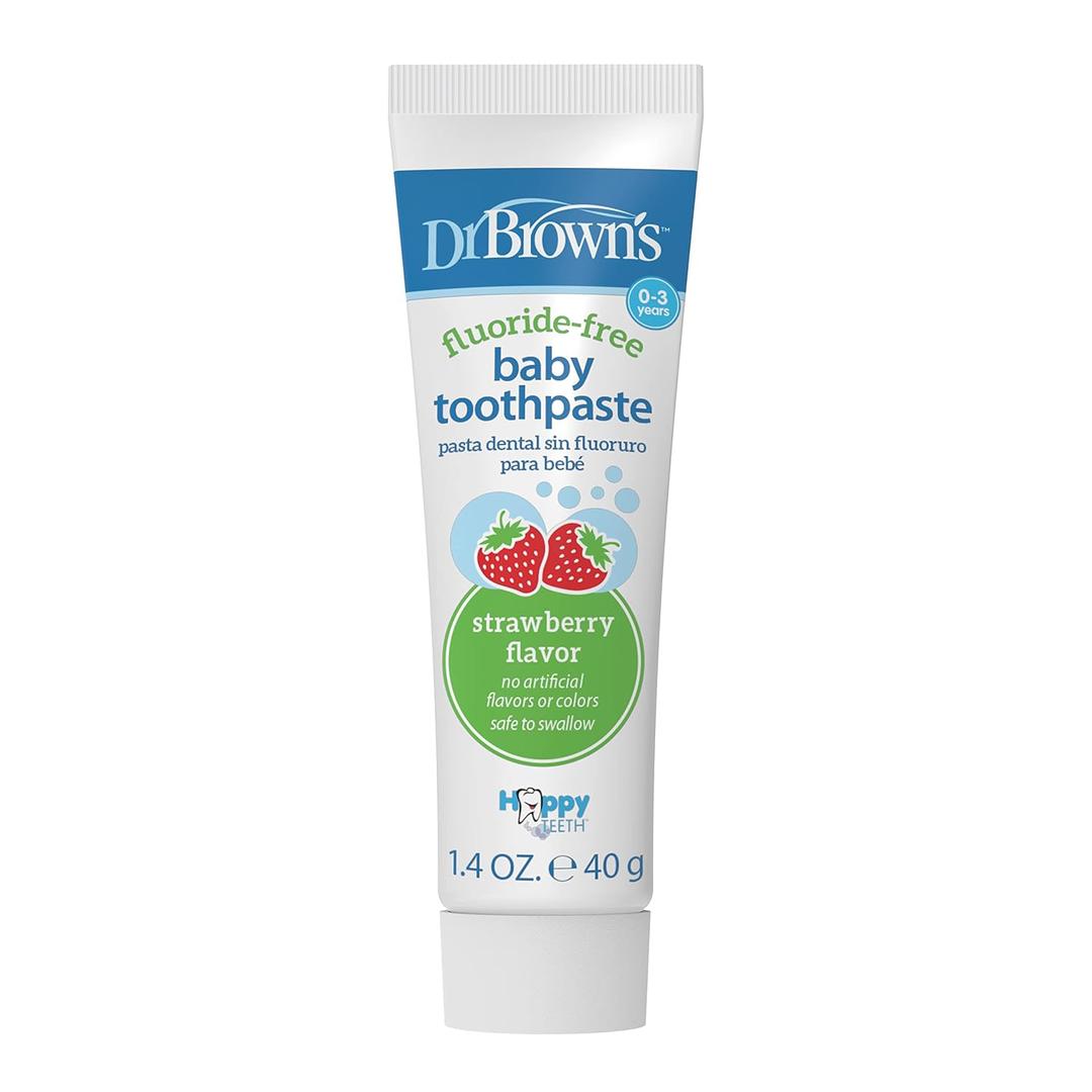 Dr. Browns Fluoride-Free Baby Toothpaste, Infant & Toddler Oral Care, Strawberry, 1-Pack, 1.4oz/40g, 0-3 Years