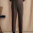 Mens Pants Tweed Herringbone Vintage Dress Pant Trousers Regular Fit Suit Pants for Men Coffee 30W×30L
