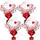 Weysat 4 Set Casino Poker Theme Centerpiece for Table Decorations Star Metallic Foil Spray Burst Centerpiece Poker a Card Sticks for Casino Night Game Birthday Party Decorations Supplies
