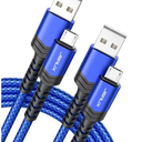 Micro USB Cable Android Charger, JSAUX (2-Pack 6.6FT+10FT) Micro USB Android Charger Cable Nylon Braided Cord Compatible with Galaxy S7 S6 J7 Edge Note 5, Kindle. MP3 and More-Blue