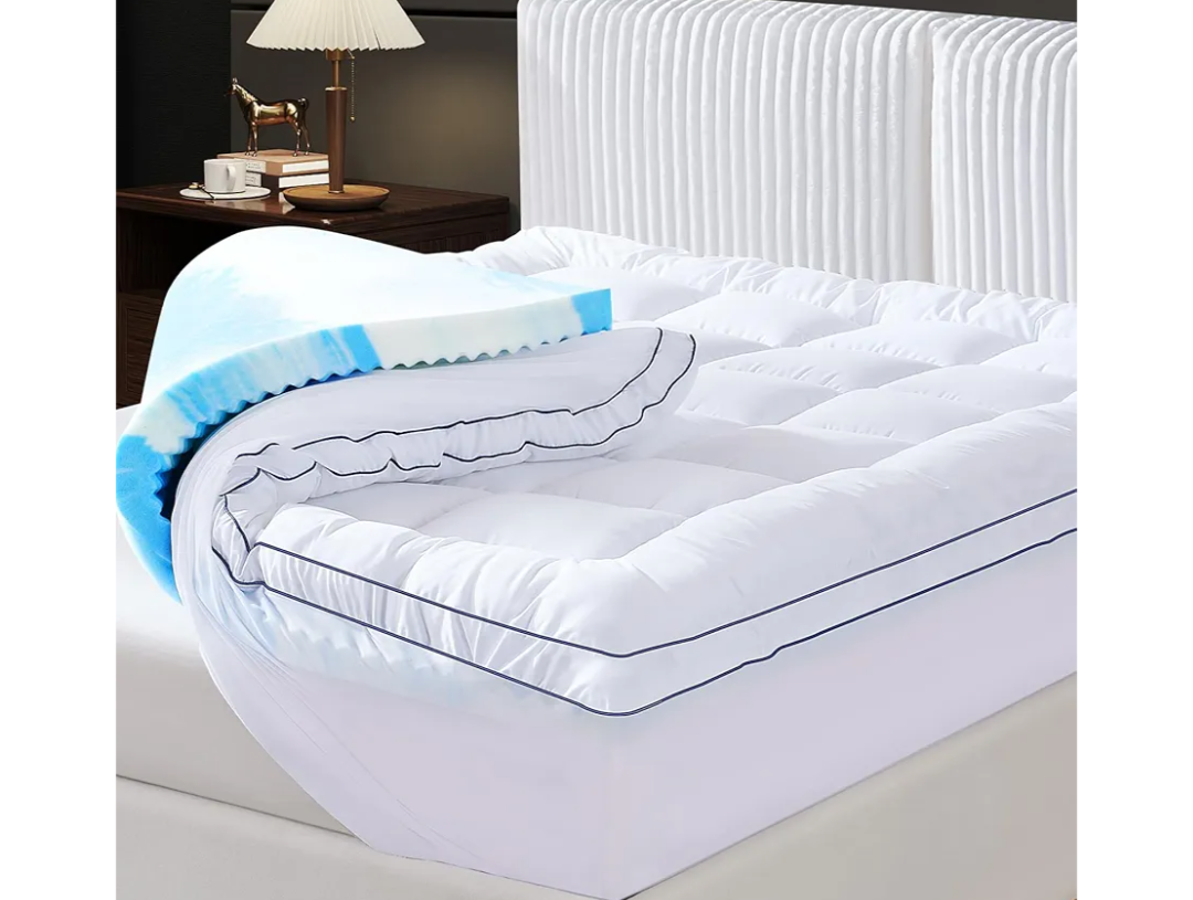 Full Dual Layer 4 Inch Memory Foam Mattress Topper, Relax Body, Relieve Pain and Aid Sleep - 2 Inch Fluffy Pillow Top Full Mattress Topper and 2 Inch Cooling Gel Memory Foam, 2X Support
