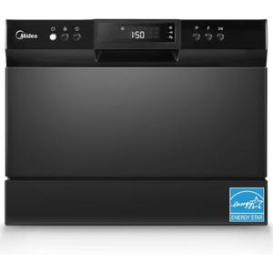 Midea MDC22P1ABB Table-top Countertop, Energy Star Portable Dishwasher, 6 Place Settings & 8 Washing Programs, Speed, Baby-Care, ECO& Glass, Dish Washer for Dorm, RV& Apartment, Black