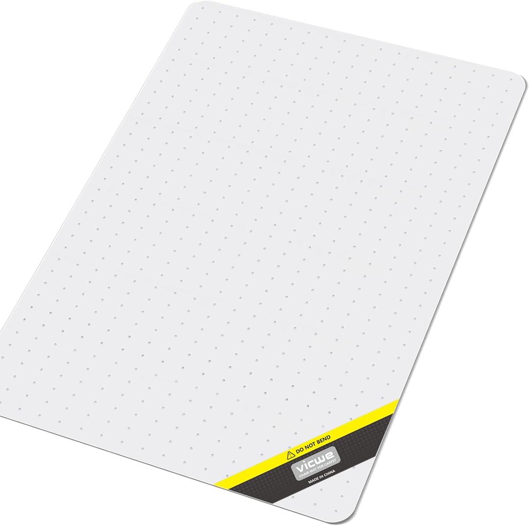 Vicwe Office Chair Mat for Carpet, 32''x 48'' Computer Desk Chair Mat for Carpeted Floors, Easy Rolling Hard Mat for Office Chair on Carpets, Anti-Slip Carpet Protector Mat Clear,Ship Flat