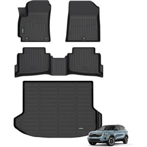 ANBINGO Floor Mats & Cargo Liner for Kia Seltos 2024 2025 2026, TPE All Weather Car Mats 2024 2025 2026 Seltos S, LX, EX, X-Line, Cargo Tray in The Highest Position (Only for U.S.A. and Canada)