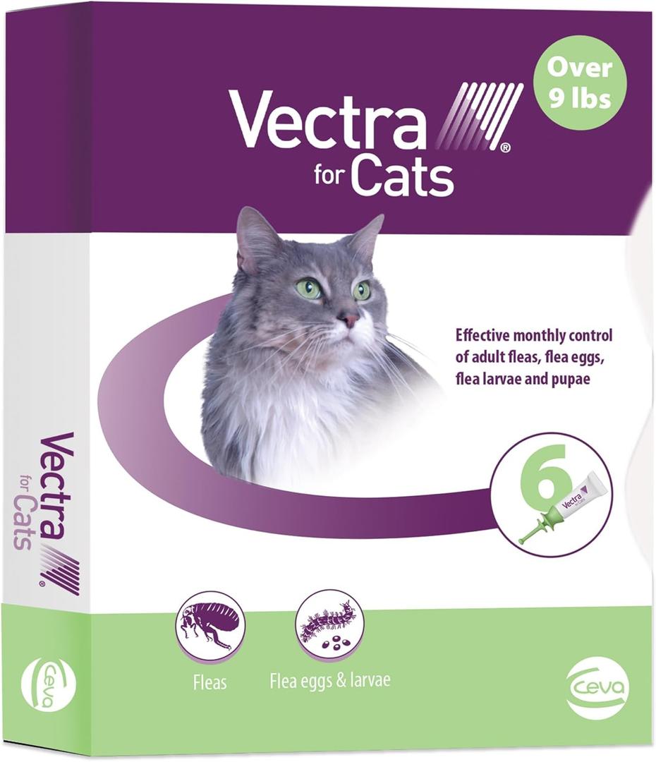 Vectra for Cats Flea Treatment & Prevention for Large Cats (Over 9 lbs.) 6-Month Supply Pack of 5