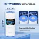 POOLPURE PLFPWWCT125 Pool Filter Replaces PWWCT125, Ultra-B2, Porpoise PP-B2-M, Clearwater II ProClean 125, 817-0125N, 125 Sq.ft Filter Cartridge 1PACK