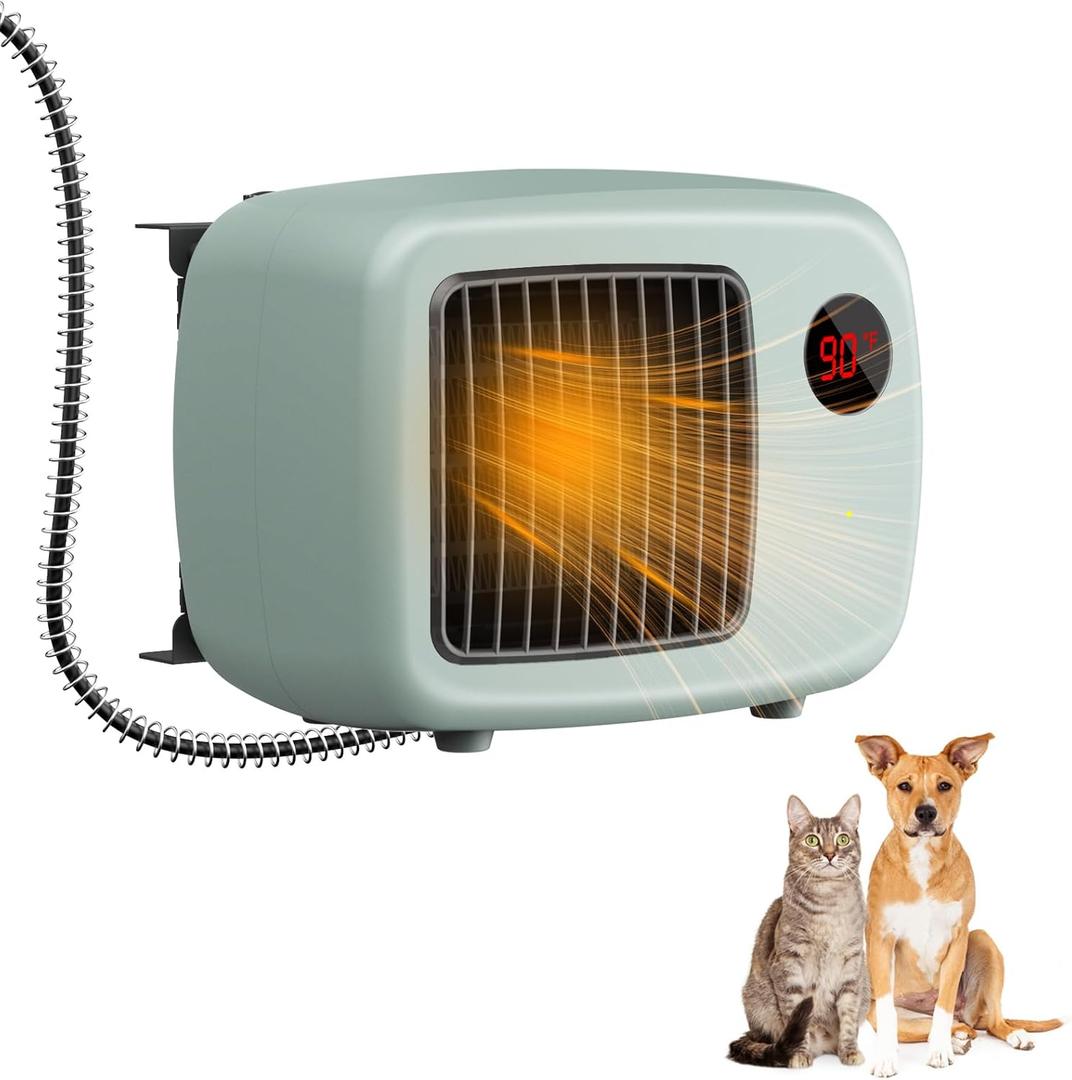 600W Dog House Heater,Anti-Bite Cord Heated Dog House,Wall-Mounted Dog Heater,Keep Your Pet Warm and Happy UL Tested for Safety (green)
