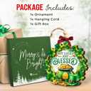 10 x St Patricks Day Decorations - Irish Shamrock Ornaments for Tree - St Patricks Day Gifts for Women Men, Coworkers, Family, Friends, Green Four Leaf Clover Hanging Ornament, Saint Patrick's Party Favor