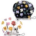 2 PCS Shower Cap Adjustable Reusable Double Waterproof Layer Elastic Hair Bath Cap Cute Aesthetic for Women Girls-Flowers 2