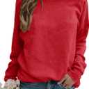 Smile Fish Womens Crewneck Long Raglan Sleeve Sweatshirt Relaxed Fit Pullover Tops (Medium, Red)